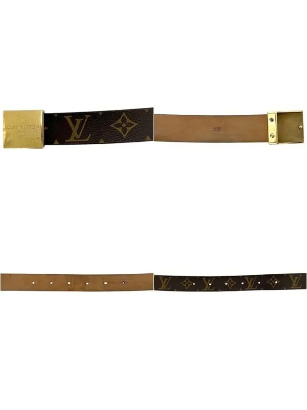 Louis Vuitton Belt Ceinture Carre Brown Monogram Waist 90 30 Canvas Metal Logo